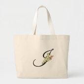 Classic monogram J red white flower mother gift ラージトートバッグ (正面)