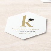 Classic Monogram K And Graduation Cap Grad Party ペーパーコースター (アングル)