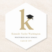 Classic Monogram K And Graduation Cap Grad Party ペーパーコースター (正面)