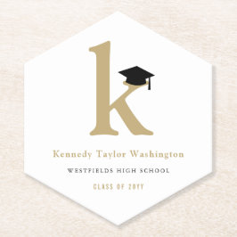 Classic Monogram K And Graduation Cap Grad Party ペーパーコースター