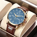 Classic Monogram Letters Couple’s Names 腕時計<br><div class="desc">Personalized Couple Names Initials Monogram Navy Watch – Elegant & Timeless Gift Celebrate love and style with this Custom Couple Names Initials Monogram Navy Watch, a perfect blend of elegance, sophistication, and personalization. Featuring a classic monogram design with your custom initials and names, this luxury wristwatch is a timeless keepsake...</div>