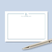 Classic Monogram Light Blue Border Stationery Note ノートカード