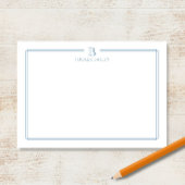 Classic Monogram Light Blue Border Stationery Note ノートカード