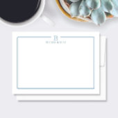 Classic Monogram Light Blue Border Stationery Note ノートカード