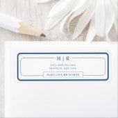 Classic Monogram Navy Blue Border Address ラベル (インサイチュ)