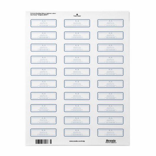 Classic Monogram Navy Blue Border Address ラベル (フルシート)