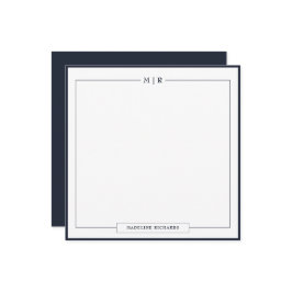 Classic Monogram Navy Blue Border Stationery ノートカード