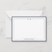 Classic Monogram Navy Blue Border Stationery ノートカード (正面)
