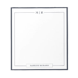 Classic Monogram Navy Blue Border Stationery ノートパッド
