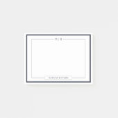 Classic Monogram Navy Blue Border Stationery ポストイット (正面)