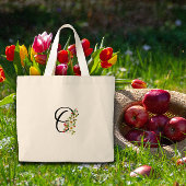Classic monogram O red white flower mother gift  ラージトートバッグ