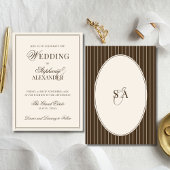Classic Monogram Old Money Brown & Ivory Wedding 招待状
