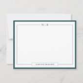 Classic Monogram Smoke Green Border Stationery ノートカード (正面)