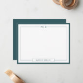 Classic Monogram Smoke Green Border Stationery ノートカード (正面/裏面インサイチュ)
