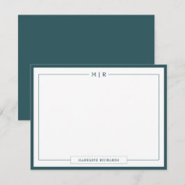 Classic Monogram Smoke Green Border Stationery ノートカード