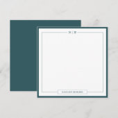 Classic Monogram Smoke Green Border Stationery ノートカード (正面/裏面)