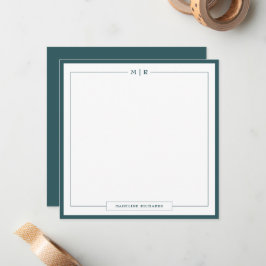 Classic Monogram Smoke Green Border Stationery ノートカード
