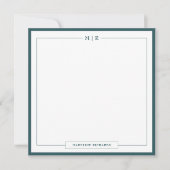 Classic Monogram Smoke Green Border Stationery ノートカード (正面)
