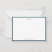 Classic Monogram Smoke Green Border Stationery ノートカード (正面)