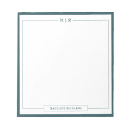 Classic Monogram Smoke Green Border Stationery ノートパッド