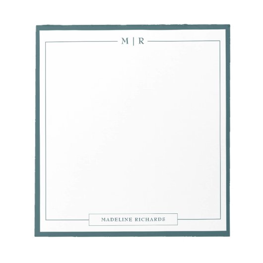 Classic Monogram Smoke Green Border Stationery ノートパッド (正面)