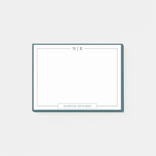 Classic Monogram Smoke Green Border Stationery ポストイット (正面)