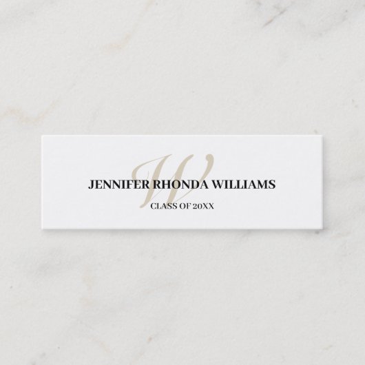 Classic monogram student graduation name card コーリングカード (正面)