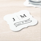 Classic Monogram Wedding Calligraphy line ペーパーコースター (アングル)