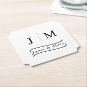Classic Monogram Wedding Calligraphy line ペーパーコースター (アングル)