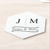 Classic Monogram Wedding Calligraphy line ペーパーコースター (アングル)
