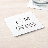 Classic Monogram Wedding Calligraphy line ペーパーコースター (アングル)