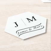 Classic Monogram Wedding Calligraphy line ペーパーコースター (アングル)