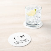 Classic Monogram Wedding Calligraphy line ラウンドペーパーコースター (インサイチュ)