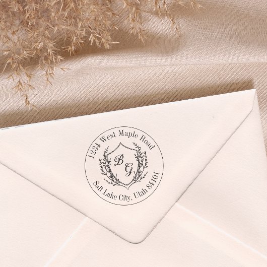 Classic monogram wedding crest ラバースタンプ