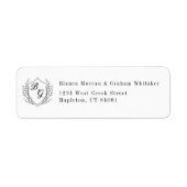 Classic monogram wedding crest return address ラベル (正面)