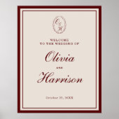 Classic Monogram Wedding Welcome Sign ポスター (正面)