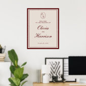 Classic Monogram Wedding Welcome Sign ポスター (ホームオフィス)