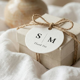 Classic Monogram Wedding White Favor Tags フェイバータグ
