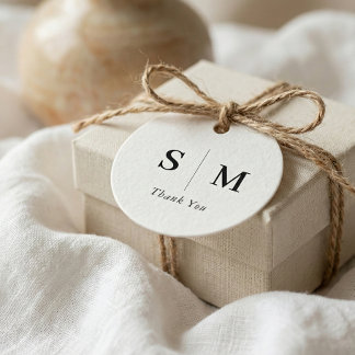 Classic Monogram Wedding White Favor Tags フェイバータグ