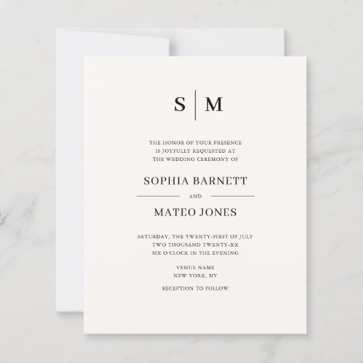 Classic Monogram White QR Code 4 Photo Wedding (正面)