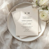 Classic Monogram White QR Code 4 Photo Wedding チラシ
