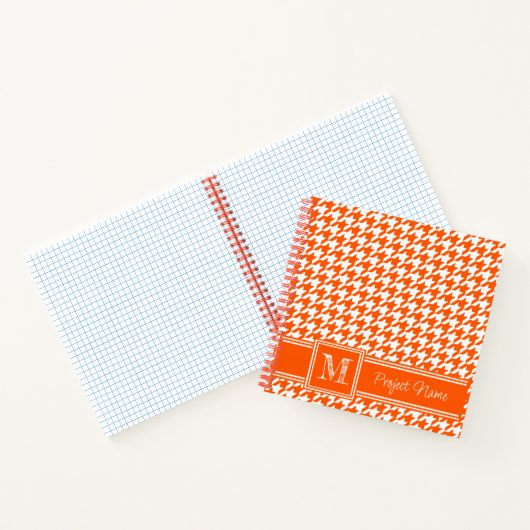Classic Monogrammed Orange Houndstooth Graph Paper ノートブック (内部)