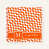 Classic Monogrammed Orange Houndstooth Graph Paper ノートブック (正面)