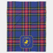 Classic Monogrammed Polo Equestrian Tartan Plaid  フリースブランケット (正面)