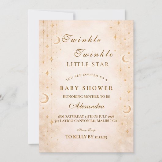 Classic Moonlight Baby Shower 招待状 (正面)