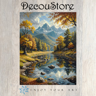 Classic Mountain Landscape Decoupage 薄葉紙