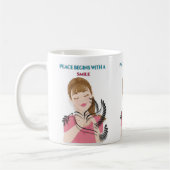 Classic Mug, 11 oz Peace Begins with a Smile Mug – コーヒーマグカップ (左)