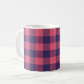 Classic Mug Hot Pink Magenta Indigo Buffalo Plaid コーヒーマグカップ (正面左)