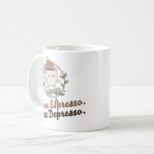 Classic Mug - More Espresso. Less Depresso. コーヒーマグカップ (正面左)