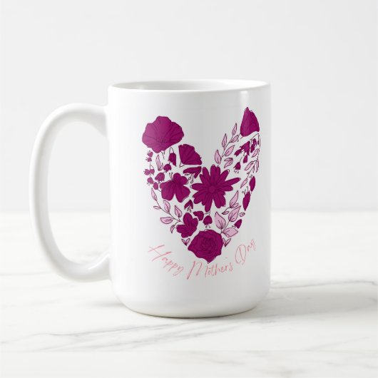 Classic Mug with Floral Motif and "Happy Mother's コーヒーマグカップ (左)